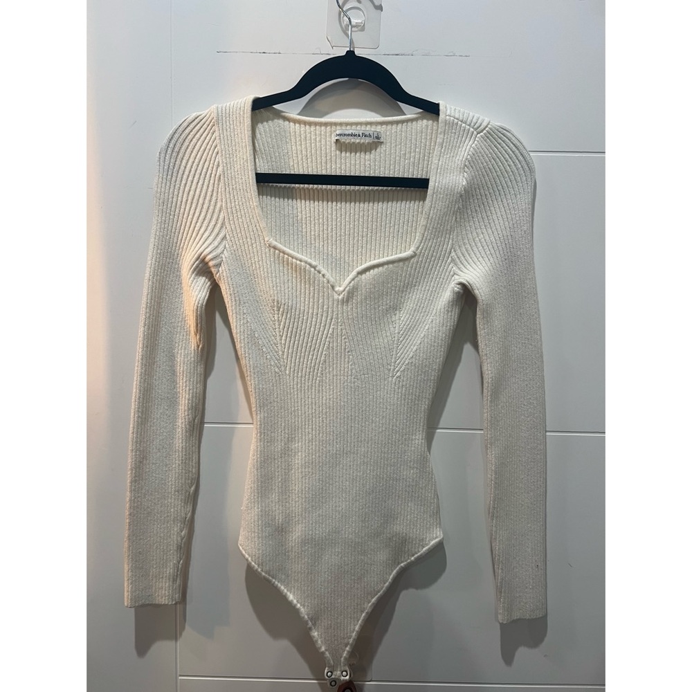 Abercrombie White Ribbed Bodysuit